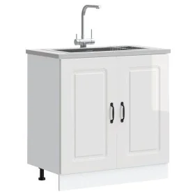 Mueble bajo para fregadero Kalmar blanco brillo 80x46x81,5 cm de , Armarios de cocina - Ref: Foro24-853449, Precio: 83,21 €, ...