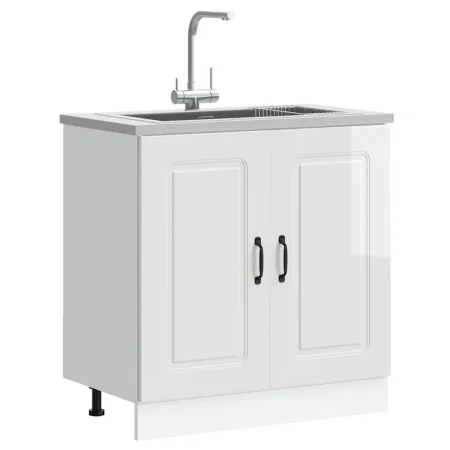 Mueble bajo para fregadero Kalmar blanco brillo 80x46x81,5 cm von , Küchenschränke - Ref: Foro24-853449, Preis: 83,21 €, Raba...