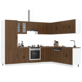 Mueble cocina Porto roble marrón 14 pzas madera contrachapada de , Armarios de cocina - Ref: Foro24-3314998, Precio: 992,03 €...