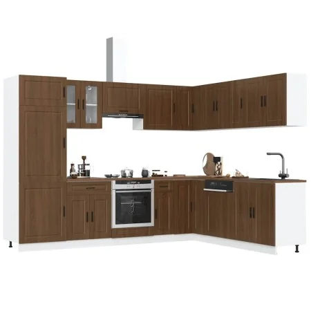 Mueble cocina Porto roble marrón 14 pzas madera contrachapada by , Kitchen cabinets - Ref: Foro24-3314998, Price: 992,03 €, D...
