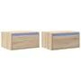 Mesitas de noche de pared con luces LED 2 unidades roble Sonoma von , TV-Möbel - Ref: Foro24-860216, Preis: 91,95 €, Rabatt: %