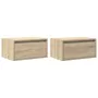 Mesitas de noche de pared con luces LED 2 unidades roble Sonoma von , TV-Möbel - Ref: Foro24-860216, Preis: 91,95 €, Rabatt: %