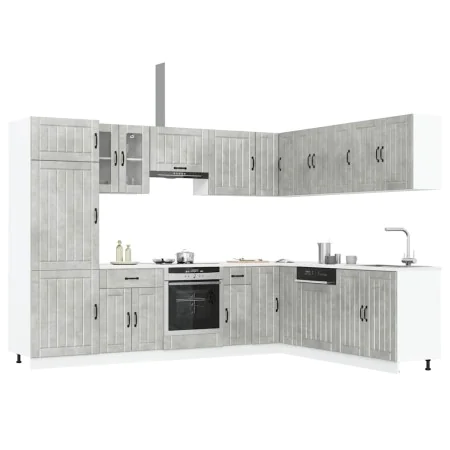 Mueble cocina Lucca gris hormigón 14 pzas madera contrachapada by , Kitchen cabinets - Ref: Foro24-3314985, Price: 993,58 €, ...