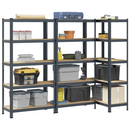 Estantes resistentes 5capas 3uds madera contrachapada antracita by , Industrial shelving - Ref: Foro24-3307600, Price: 177,66...