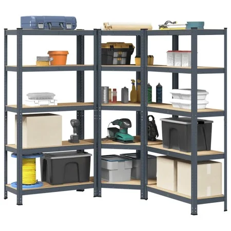 Juego 3 estantes 5 niveles acero antracita y madera industrial von , Industrieregale - Ref: Foro24-3307628, Preis: 171,06 €, ...