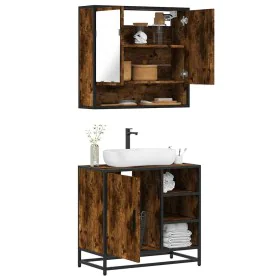 Set de muebles baño 2 pzas madera contrachapada roble ahumado de , Muebles de baño - Ref: Foro24-3300937, Precio: 150,15 €, D...