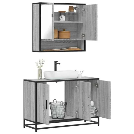 Set de muebles de baño 2 pzas madera contrachapada gris sonoma von , Badezimmermöbel - Ref: Foro24-3300923, Preis: 166,05 €, ...
