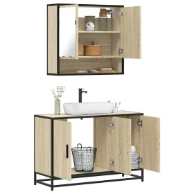 Set de muebles de baño 2 pzas madera contrachapada roble Sonoma by , Bathroom furniture - Ref: Foro24-3300921, Price: 154,78 ...