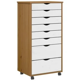 Cajonera con ruedas MOSS madera maciza pino marrón miel by , Lockers and storage cabinets - Ref: Foro24-4015789, Price: 168,0...