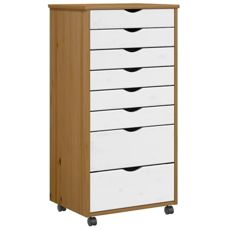 Cajonera con ruedas MOSS madera maciza pino marrón miel by , Lockers and storage cabinets - Ref: Foro24-4015789, Price: 168,0...