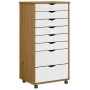 Cajonera con ruedas MOSS madera maciza pino marrón miel by , Lockers and storage cabinets - Ref: Foro24-4015789, Price: 168,0...