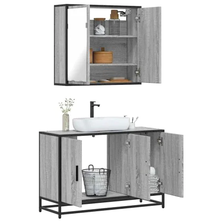 Set de muebles de baño 2 pzas madera contrachapada gris sonoma von , Badezimmermöbel - Ref: Foro24-3300893, Preis: 164,28 €, ...