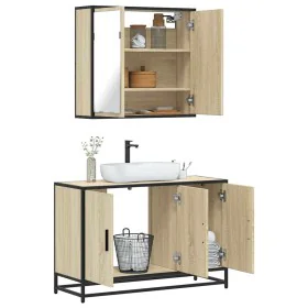 Set de muebles de baño 2 pzas madera contrachapada roble Sonoma von , Badezimmermöbel - Ref: Foro24-3300891, Preis: 159,09 €,...