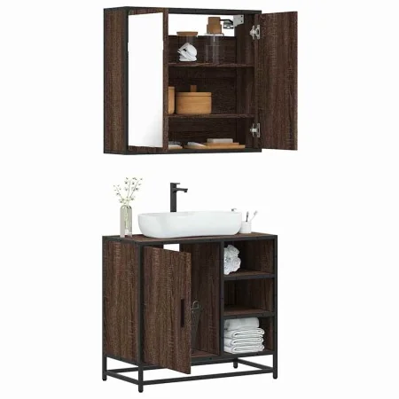 Set de muebles baño 2 pzas madera contrachapada marrón roble von , Badezimmermöbel - Ref: Foro24-3300909, Preis: 140,21 €, Ra...