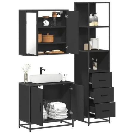Juego de muebles de baño 3 pzas madera contrachapada negro von , Badezimmermöbel - Ref: Foro24-3301125, Preis: 249,68 €, Raba...