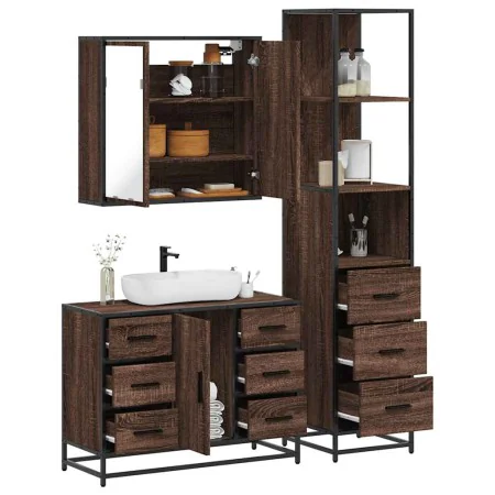 Set de muebles baño 3 pzas madera contrachapada roble marrón von , Badezimmermöbel - Ref: Foro24-3301144, Preis: 285,45 €, Ra...
