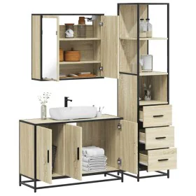Set de muebles de baño 3 pzas madera contrachapada roble Sonoma von , Badezimmermöbel - Ref: Foro24-3301131, Preis: 262,61 €,...