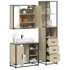 Set de muebles de baño 3 pzas madera contrachapada roble Sonoma von , Badezimmermöbel - Ref: Foro24-3301146, Preis: 253,94 €,...