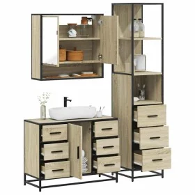 Set de muebles de baño 3 pzas madera contrachapada roble Sonoma von , Badezimmermöbel - Ref: Foro24-3301171, Preis: 297,66 €,...