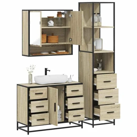 Set de muebles de baño 3 pzas madera contrachapada roble Sonoma von , Badezimmermöbel - Ref: Foro24-3301171, Preis: 297,26 €,...