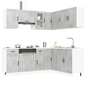 Mueble cocina Kalmar gris hormigón 11 pzas madera contrachapada de , Armarios de cocina - Ref: Foro24-3314945, Precio: 648,27...