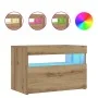 Mesilla de noche con luces LED roble artesanal 60x35x40 cm von , Nachttische - Ref: Foro24-3329176, Preis: 50,78 €, Rabatt: %