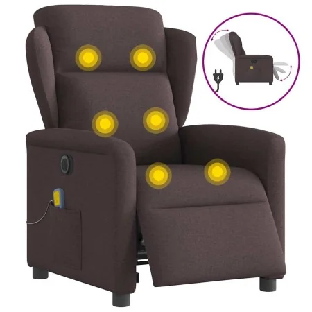 Sillón reclinable de masaje eléctrico tela marrón oscuro by , Armchairs - Ref: Foro24-3303129, Price: 254,66 €, Discount: %