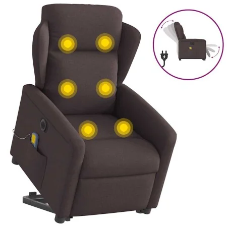 Sillón masaje eléctrico reclinable elevable tela marrón oscuro by , Armchairs - Ref: Foro24-3303169, Price: 331,62 €, Discoun...