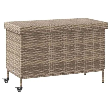Caja almacenaje jardín ruedas ratán sintético gris 110x55x73cm de , Cajas de almacenaje para exteriores - Ref: Foro24-4103828...