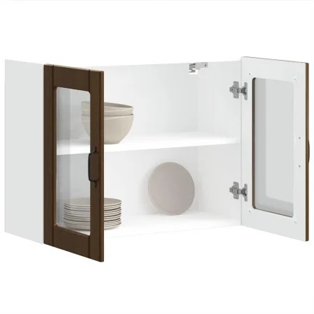 Armario pared cocina puerta de cristal Lucca roble marrón de , Armarios de cocina - Ref: Foro24-853854, Precio: 83,11 €, Desc...