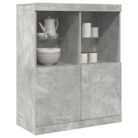 Aparador de madera contrachapada gris hormigón 81x37x100 cm by , Lockers and storage cabinets - Ref: Foro24-3318620, Price: 1...