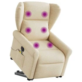 Sillón de masaje eléctrico reclinable elevable tela crema by , Armchairs - Ref: Foro24-3303412, Price: 365,66 €, Discount: %
