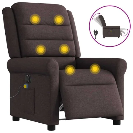 Sillón reclinable de masaje eléctrico tela marrón oscuro by , Armchairs - Ref: Foro24-3303309, Price: 266,33 €, Discount: %