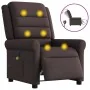 Sillón reclinable de masaje eléctrico tela marrón oscuro by , Armchairs - Ref: Foro24-3303309, Price: 266,33 €, Discount: %