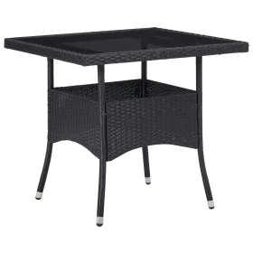 Garten-Esstisch aus synthetischem Rattan und schwarzem Glas von vidaXL, Gartentische - Ref: Foro24-46177, Preis: 134,85 €, Ra...