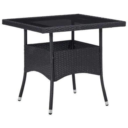 Garten-Esstisch aus synthetischem Rattan und schwarzem Glas von vidaXL, Gartentische - Ref: Foro24-46177, Preis: 134,85 €, Ra...