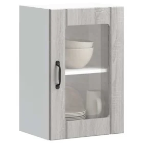 Armario de pared para cocina puerta cristal Lucca gris sonoma by , Kitchen cabinets - Ref: Foro24-853773, Price: 58,96 €, Dis...