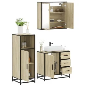 Set de muebles de baño 3 pzas madera contrachapada roble Sonoma von , Badezimmermöbel - Ref: Foro24-3300956, Preis: 225,60 €,...