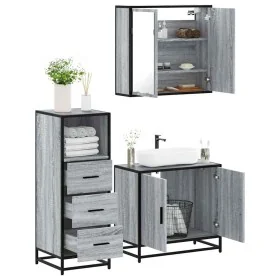 Set de muebles de baño 3 pzas madera contrachapada gris sonoma von , Badezimmermöbel - Ref: Foro24-3301008, Preis: 228,16 €, ...