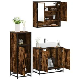 Set de muebles baño 3 pzas madera contrachapada roble ahumado von , Badezimmermöbel - Ref: Foro24-3300977, Preis: 197,54 €, R...