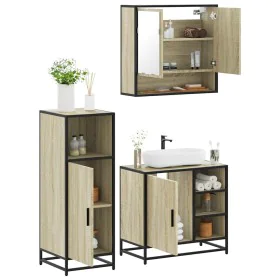 Set de muebles de baño 3 pzas madera contrachapada roble Sonoma by , Bathroom furniture - Ref: Foro24-3300996, Price: 204,39 ...
