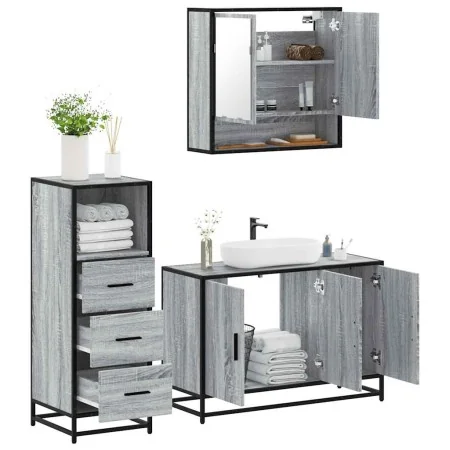 Set de muebles de baño 3 pzas madera contrachapada gris sonoma von , Badezimmermöbel - Ref: Foro24-3301043, Preis: 254,08 €, ...