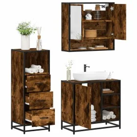 Set de muebles baño 3 pzas madera contrachapada roble ahumado von , Badezimmermöbel - Ref: Foro24-3301057, Preis: 233,53 €, R...