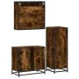 Set de muebles baño 3 pzas madera contrachapada roble ahumado de , Muebles de baño - Ref: Foro24-3301057, Precio: 233,53 €, D...