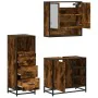 Set de muebles baño 3 pzas madera contrachapada roble ahumado de , Muebles de baño - Ref: Foro24-3301057, Precio: 233,53 €, D...