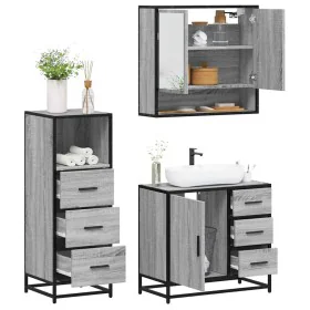 Set de muebles de baño 3 pzas madera contrachapada gris sonoma von , Badezimmermöbel - Ref: Foro24-3301048, Preis: 260,40 €, ...