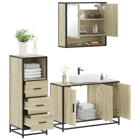 Set de muebles de baño 3 pzas madera contrachapada roble Sonoma von , Badezimmermöbel - Ref: Foro24-3301041, Preis: 225,58 €,...
