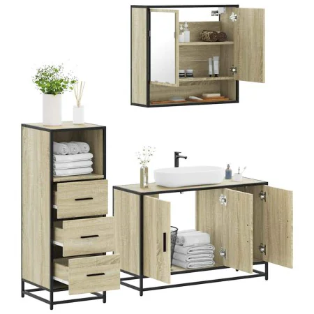 Set de muebles de baño 3 pzas madera contrachapada roble Sonoma von , Badezimmermöbel - Ref: Foro24-3301041, Preis: 225,86 €,...