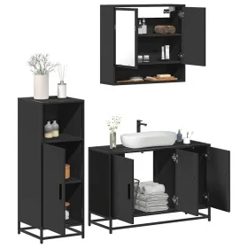 Juego de muebles de baño 3 pzas madera contrachapada negro von , Badezimmermöbel - Ref: Foro24-3300980, Preis: 238,10 €, Raba...