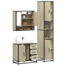 Set de muebles de baño 3 pzas madera contrachapada roble Sonoma von , Badezimmermöbel - Ref: Foro24-3301106, Preis: 301,04 €,...